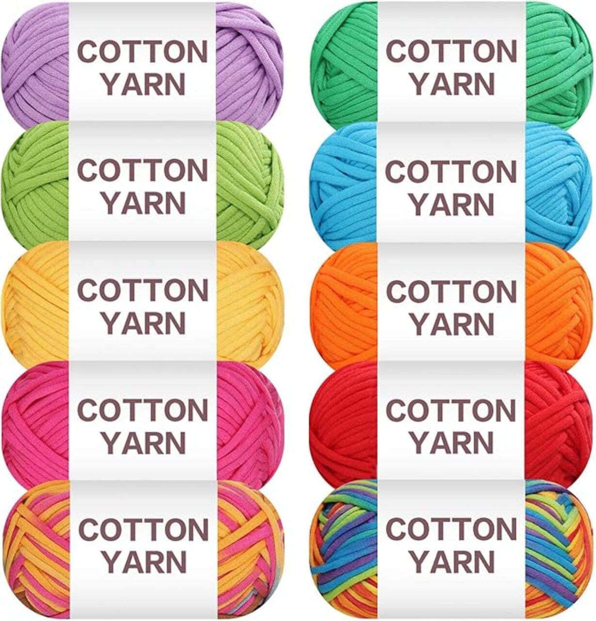Beginners Yarn Kit 10-Pack – Cotton Nylon Blend for Crochet, Knitting & DIY Crafts